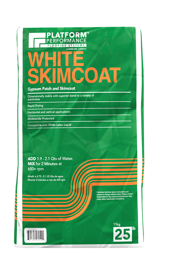 WHITE SKIMCOAT quick setting high strength and fast drying floor patch for professional installers